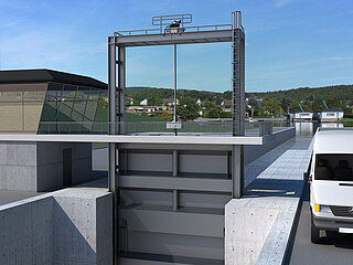 CAD-Darstellung einer Schleusenanlage